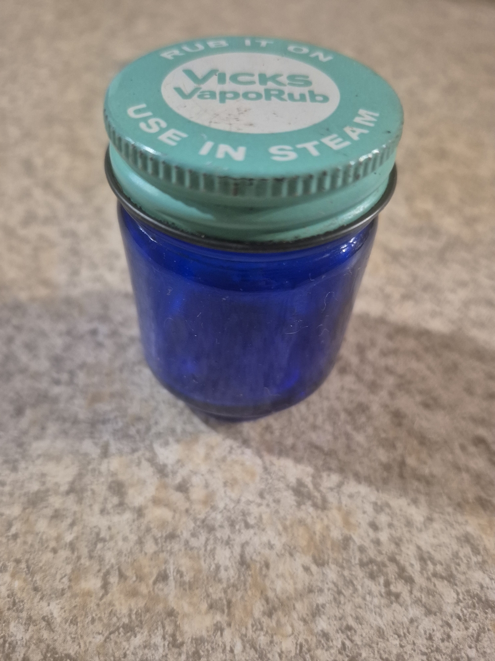 Vintage Cobalt Blue Glass Vick's VapoRub Bottle Good Shape Old Collectible.